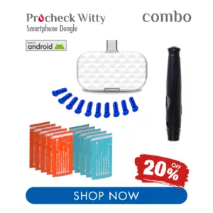 Procheck Test Strip Combo Pack for Use ONLY with Procheck Witty Smartphone Dongle | 5 Blood Ketone + 5 Blood Cholesterol